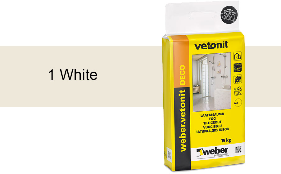 Затирка для швов weber.vetonit Deco 1 White, 15 кг