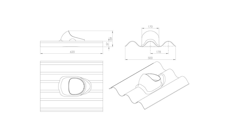 Проходной элемент VILPE VARTII кирпичный, 620*480 мм