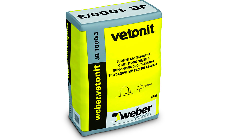 Безусадочный раствор weber.vetonit JB 1000/3 серый, 25 кг