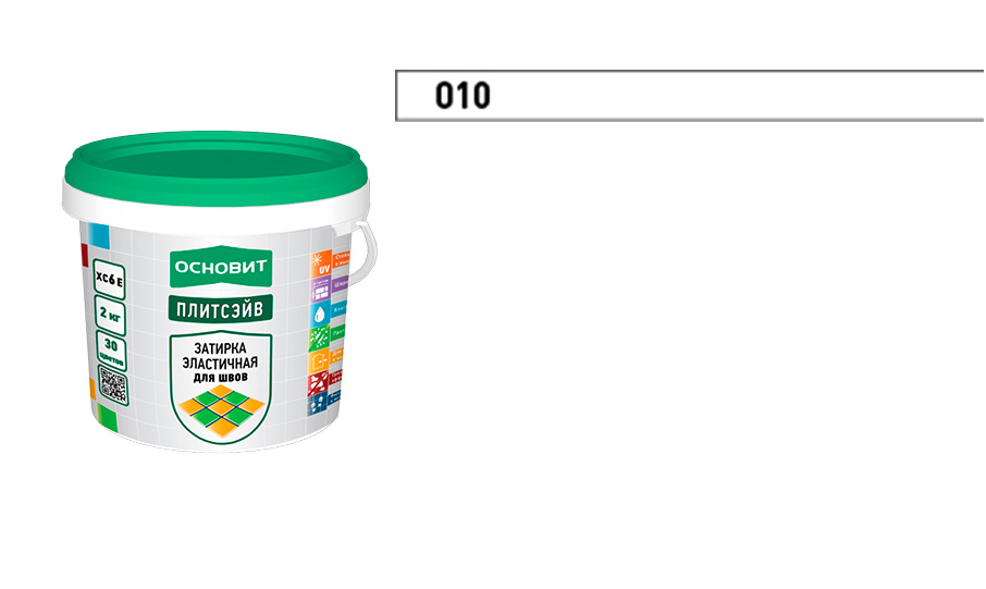 Затирка эластичная для швов ОСНОВИТ Плитсэйв XC6 E (ранее серия Т-121) 010 Белый , 2 кг