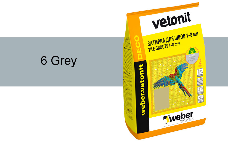 Затирка для швов weber.vetonit Deco 6 Grey, 2 кг