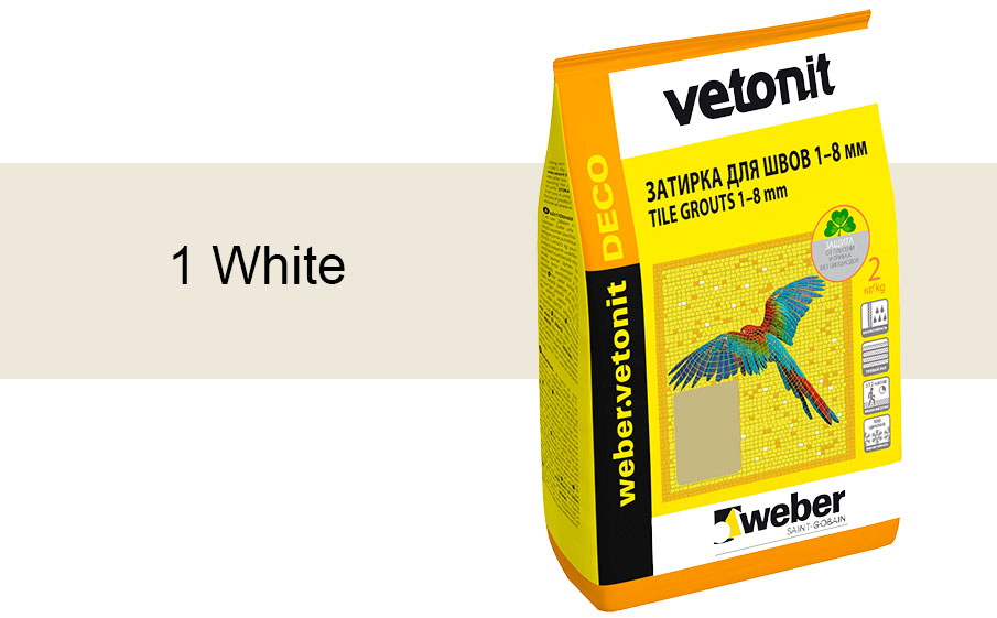 Затирка для швов weber.vetonit DECO 1 White, 2 кг