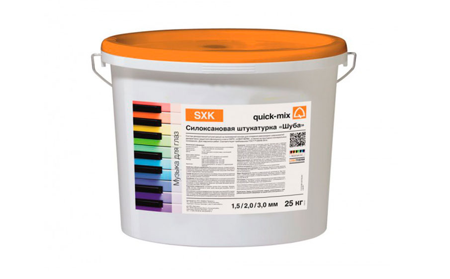 Силоксановая штукатурка quick-mix SXK Шуба 1,5 мм белая, 25 кг