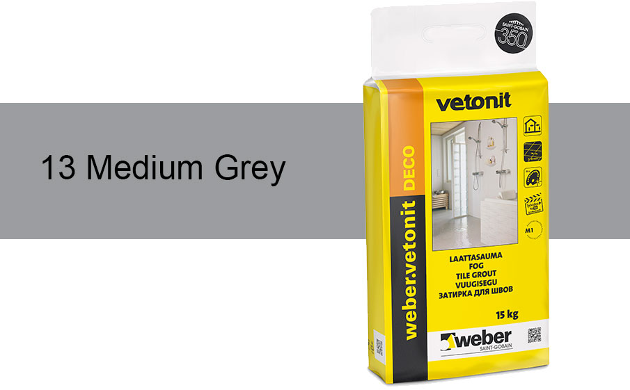 Затирка для швов weber.vetonit Deco 13 Med grey, 15 кг