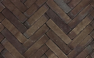 Клинкерная тротуарная брусчатка ручной формовки Penter Incana wasserstrich bruin-zwart gereduceerd, 200х50х85 мм
