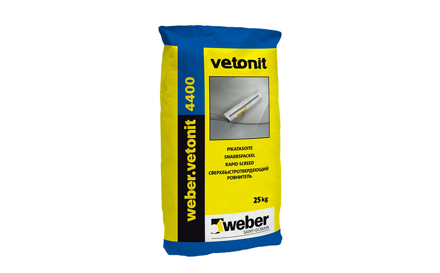 Ровнитель для пола weber.vetonit 4400, серый, 25 кг