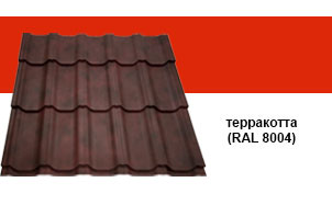Металлочерепица Grand Line Kvinta Quarzit Matt RAL 8004 терракотта