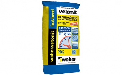 Быстротвердеющий наливной пол weber.vetonit fast level, серый, 20 кг